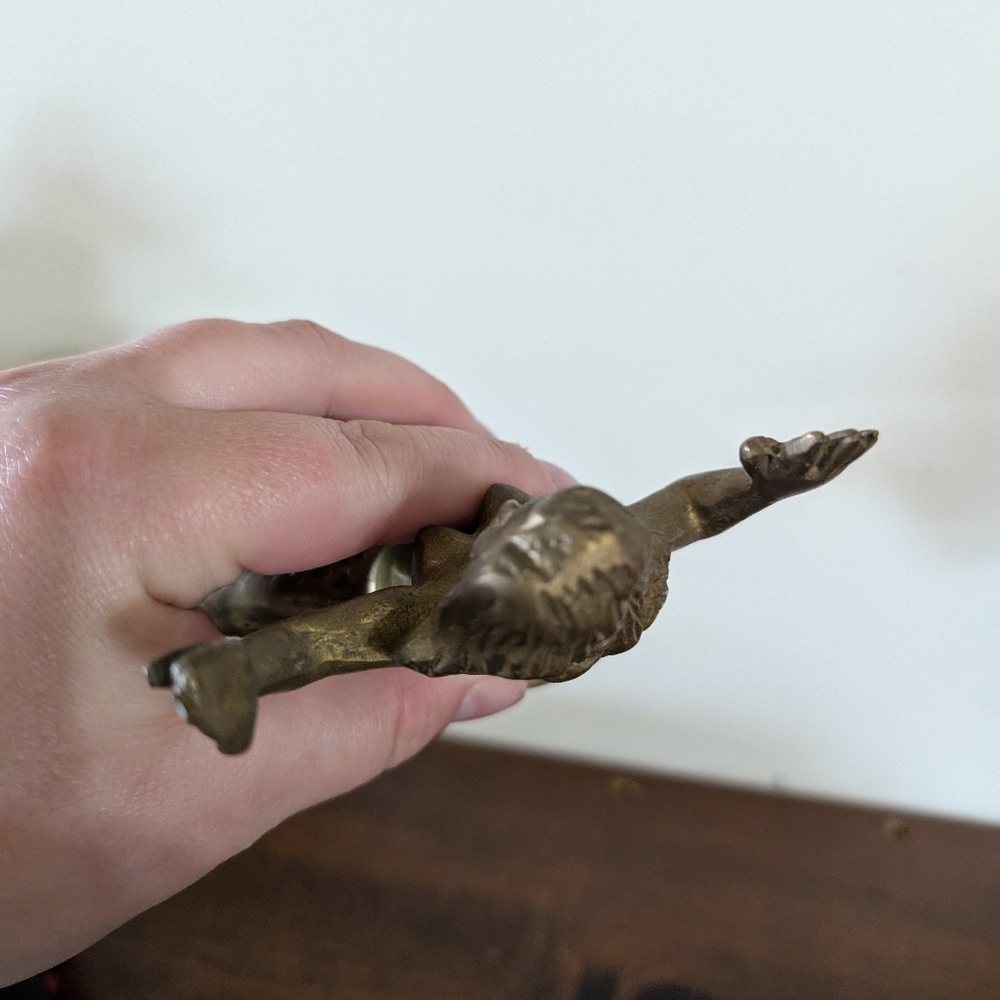 Brass Mermaid On A Wave Sculpture Decor Mid Century Modern MCM Art On Wave MCM - Picture 9 of 9